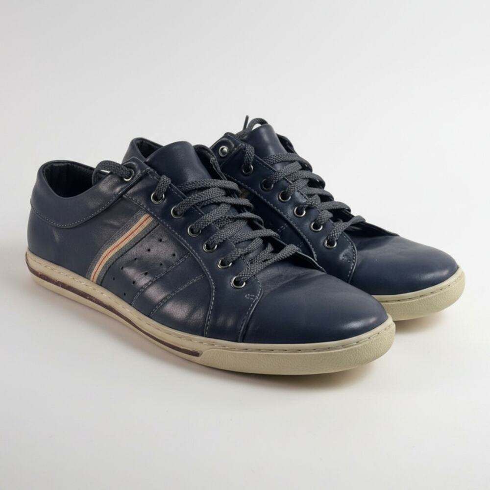 Ancora Mens Leather Casual Sneakers Navy Lace Up Shoes Size 13 Streetwear